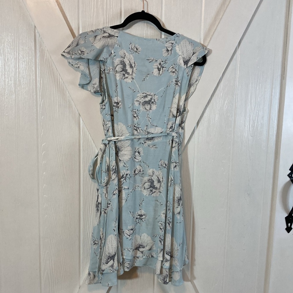 Free People Floral Wrap Dress in Light Blue - Picture 4 of 8